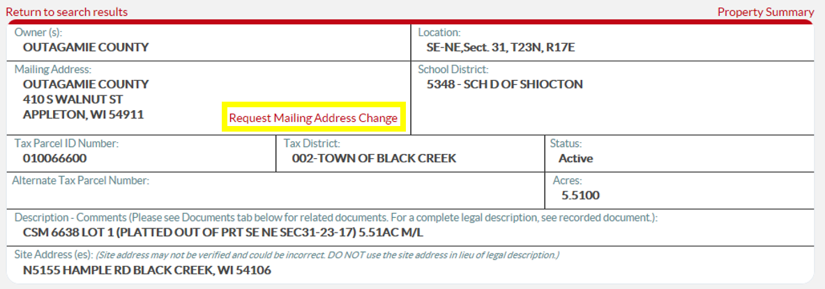 Request Mailing Address Change