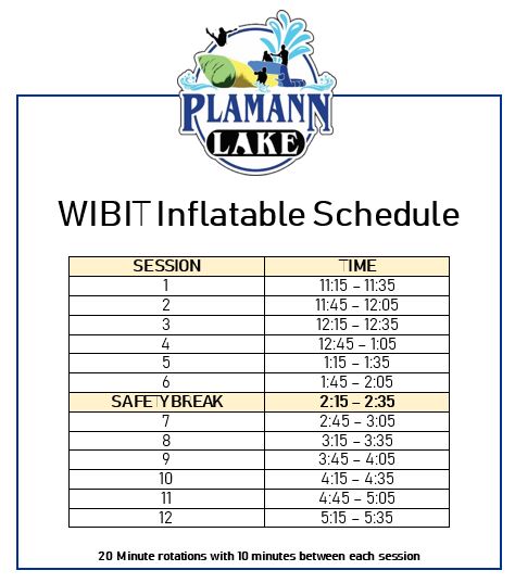 WIBIT Schedule